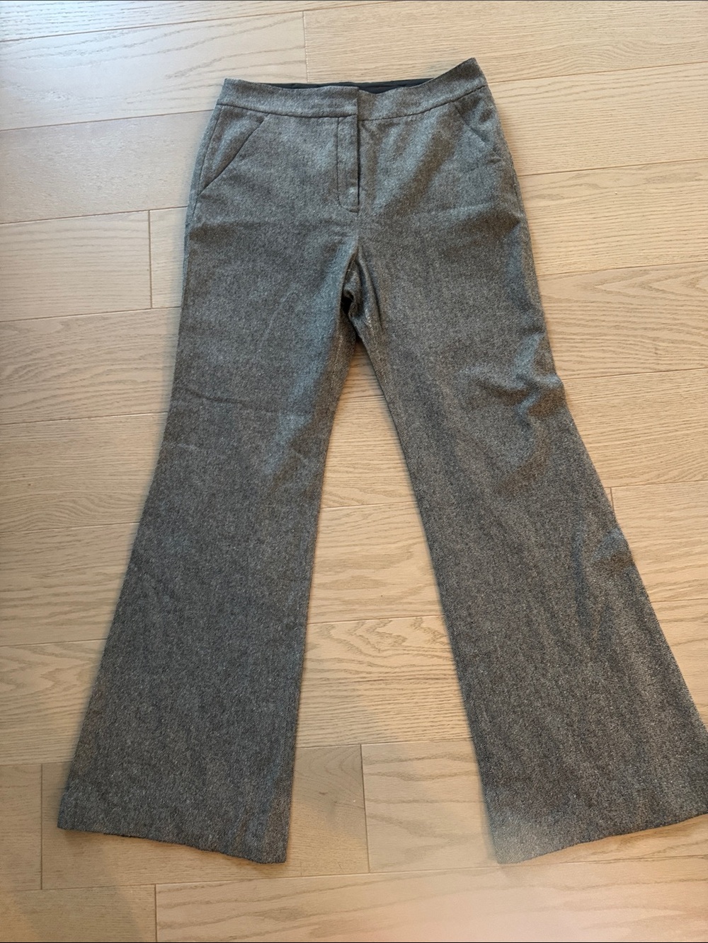 Veronica Beard Gray Wide-Leg Wool Blend Pants
